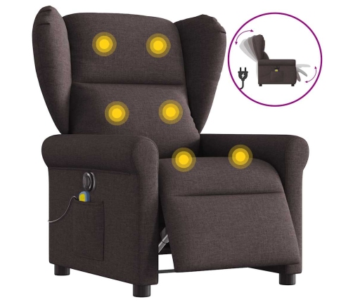 Sillón reclinable de masaje eléctrico tela marrón oscuro