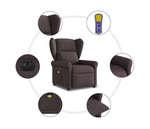 Sillón reclinable de masaje eléctrico tela marrón oscuro