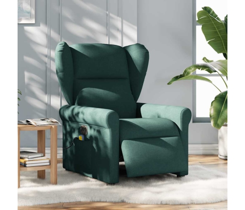 Sillón reclinable de masaje eléctrico tela verde oscuro