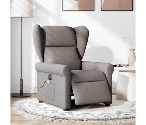 Sillón reclinable de masaje eléctrico tela gris taupe