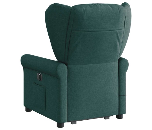 Silla de masaje reclinable de pie de tela verde oscura