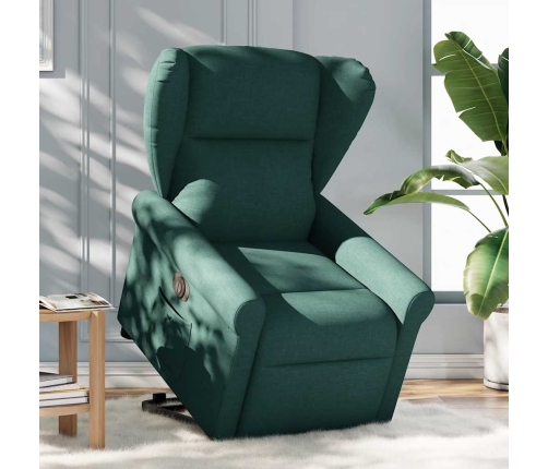 Sillón eléctrico reclinable elevable de tela verde oscuro