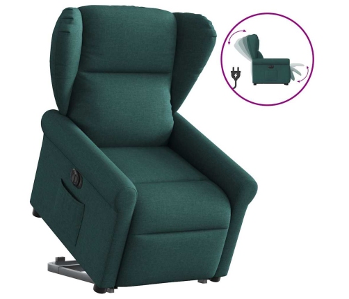 Sillón eléctrico reclinable elevable de tela verde oscuro