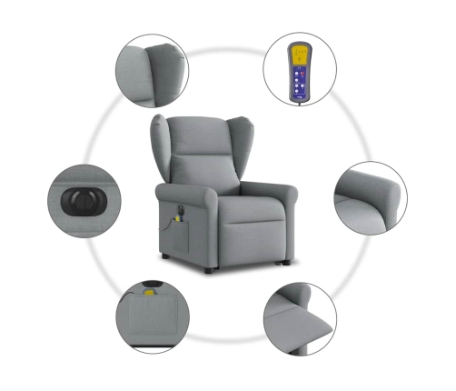 Sillón de masaje eléctrico reclinable elevable tela gris claro