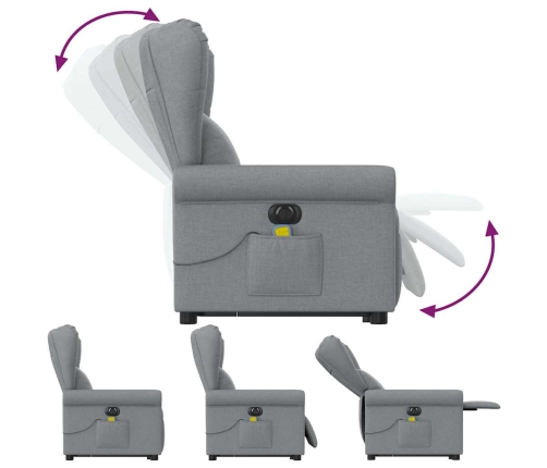 Sillón de masaje eléctrico reclinable elevable tela gris claro