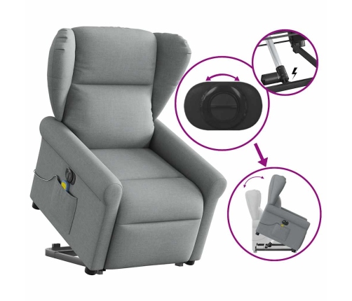 Sillón de masaje eléctrico reclinable elevable tela gris claro