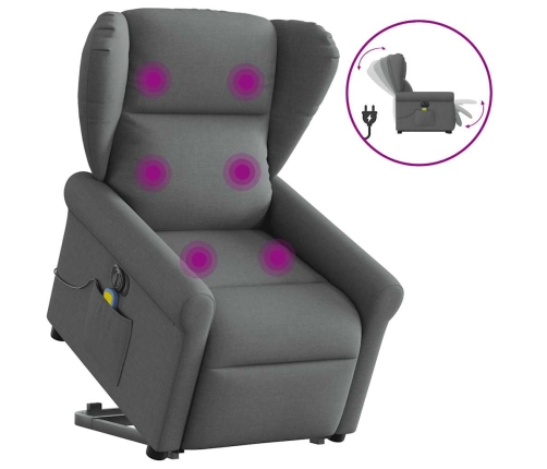 Sillón de masaje eléctrico reclinable elevable tela gris oscuro