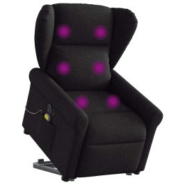 Sillón de masaje eléctrico reclinable elevable tela negro