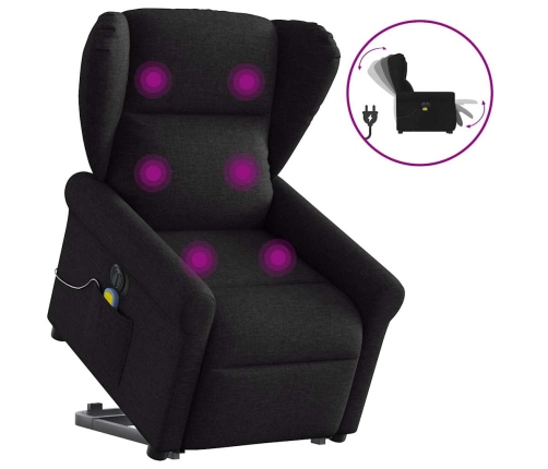 Sillón de masaje eléctrico reclinable elevable tela negro