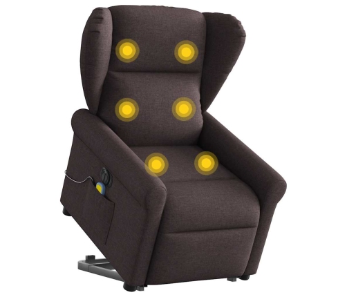 Sillón masaje eléctrico reclinable elevable tela marrón oscuro