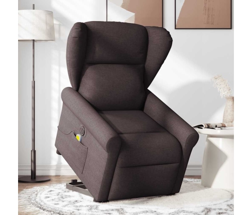 Sillón masaje eléctrico reclinable elevable tela marrón oscuro