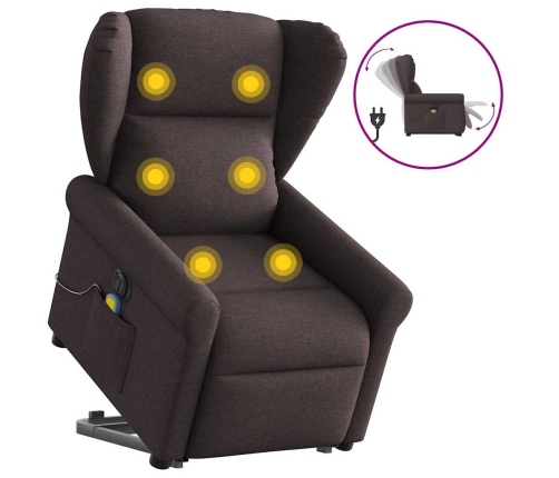 Sillón masaje eléctrico reclinable elevable tela marrón oscuro