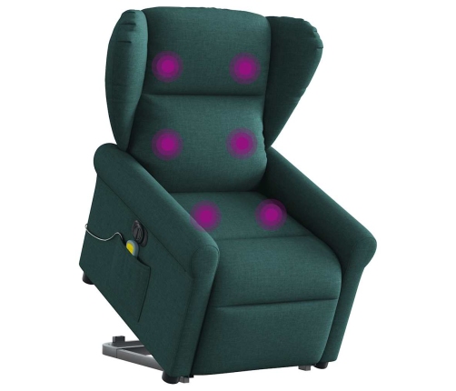 Sillón masaje eléctrico reclinable elevable tela verde oscuro