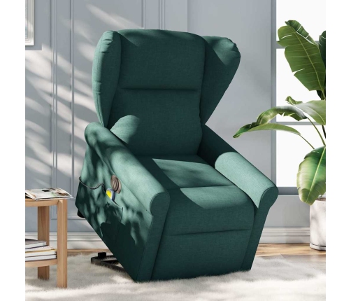 Sillón masaje eléctrico reclinable elevable tela verde oscuro