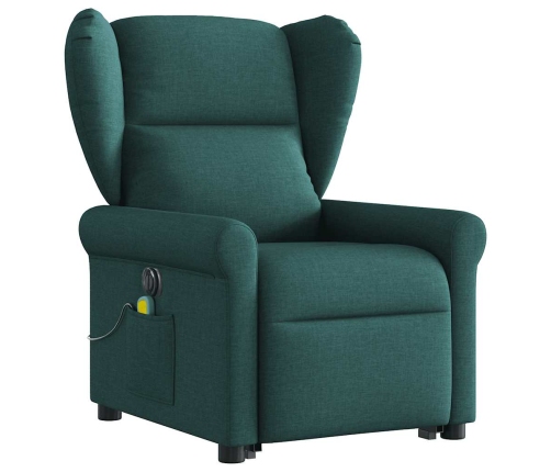 Sillón masaje eléctrico reclinable elevable tela verde oscuro