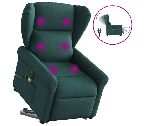 Sillón masaje eléctrico reclinable elevable tela verde oscuro