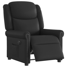 Sillón reclinable eléctrico cuero sintético negro brillante