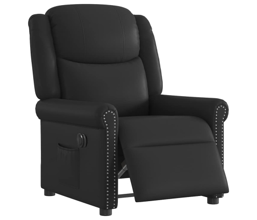 Sillón reclinable eléctrico cuero sintético negro brillante