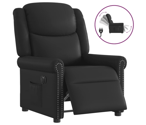 Sillón reclinable eléctrico cuero sintético negro brillante