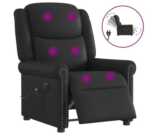 Sillón reclinable de masaje eléctrico negro brillante