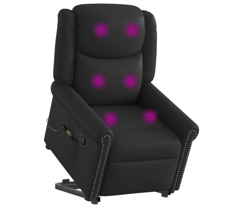 Sillón reclinable de masaje pie cuero sintético negro brillante