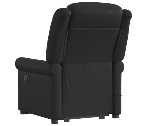 Sillón reclinable de masaje pie cuero sintético negro brillante