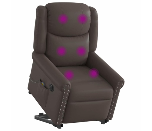 Sillón de masaje elevable eléctrico marrón brillante