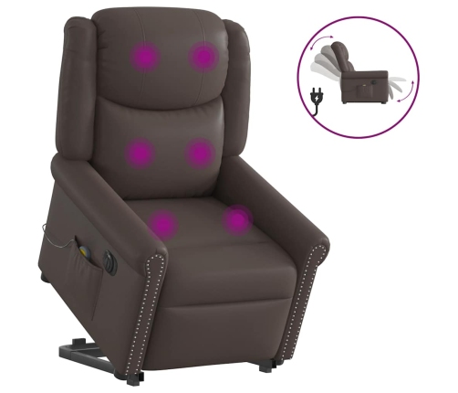 Sillón de masaje elevable eléctrico marrón brillante