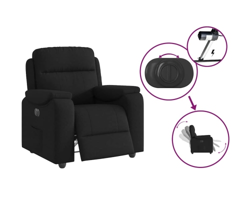 Sillón reclinable eléctrico de tela negro