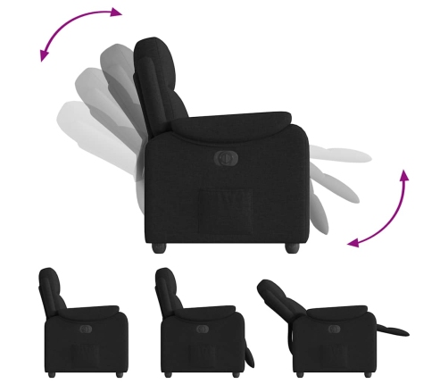 Sillón reclinable eléctrico de tela negro