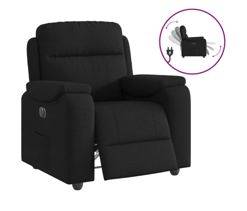 Sillón reclinable eléctrico de tela negro