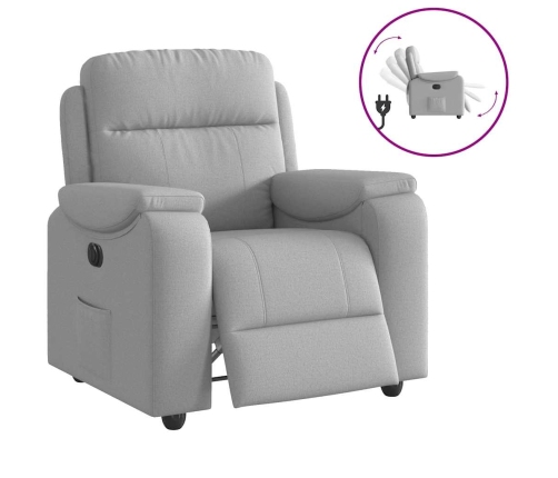 Sillón reclinable eléctrico de tela gris nube