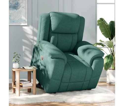 Sillón eléctrico reclinable elevable de tela verde oscuro