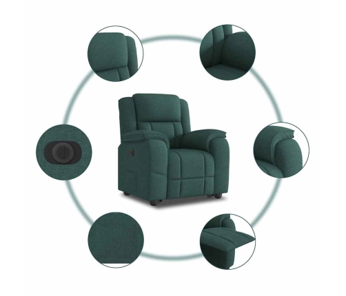 Sillón eléctrico reclinable elevable de tela verde oscuro