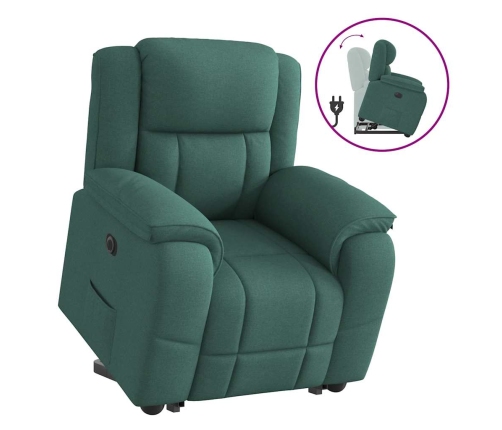 Sillón eléctrico reclinable elevable de tela verde oscuro