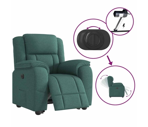 Sillón eléctrico reclinable elevable de tela verde oscuro