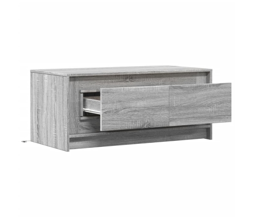 Mesa de centro con luces LED madera de ingeniería gris Sonoma