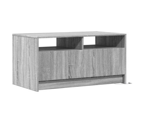 Mesa de centro con luces LED madera de ingeniería gris Sonoma