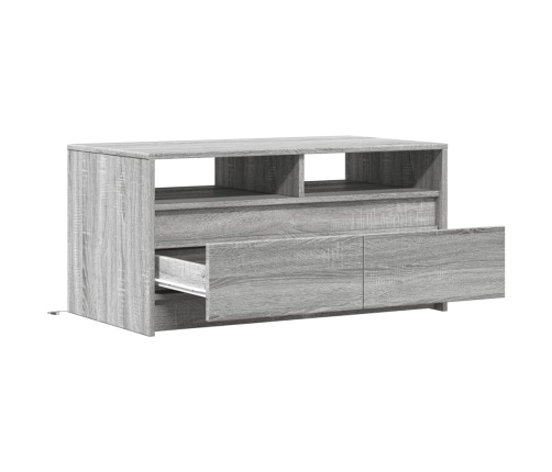 Mesa de centro con luces LED madera de ingeniería gris Sonoma