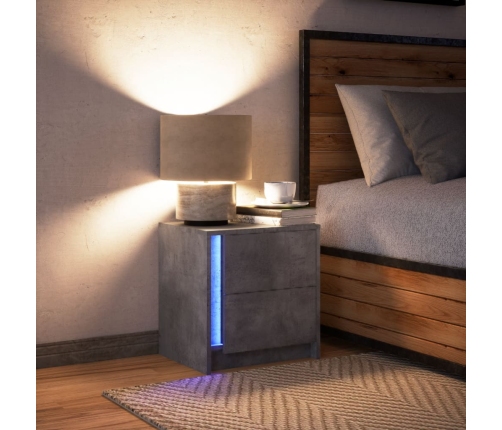 Mesita de noche con luces LED madera ingeniería gris hormigón