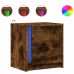 Mesita de noche luces LED 2 uds madera ingeniería roble ahumado