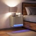 Mesita de noche de pared con luces LED roble Sonoma