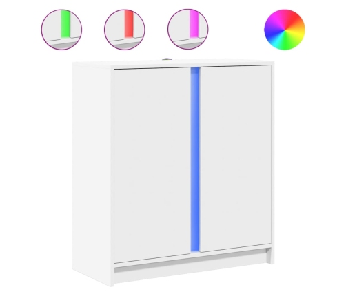 Aparador con luces LED madera de ingeniería blanco 77x34x85 cm