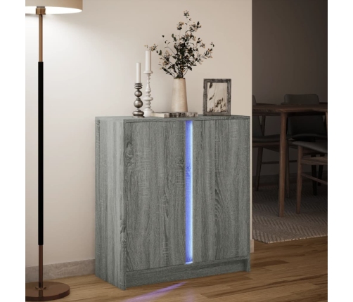 Aparador con LED madera de ingeniería gris Sonoma 77x34x85 cm