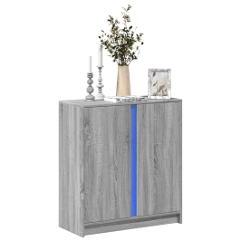 Aparador con LED madera de ingeniería gris Sonoma 77x34x85 cm