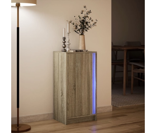 Aparador con LED madera ingeniería roble Sonoma 42,5x34x85 cm