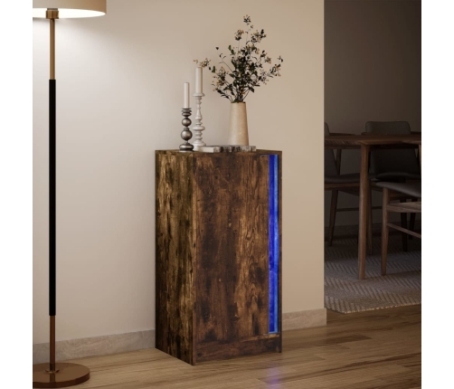 Aparador con LED madera ingeniería roble ahumado 42,5x34x85 cm