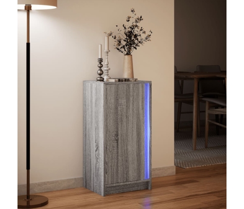 Aparador con LED madera de ingeniería gris Sonoma 42,5x34x85 cm