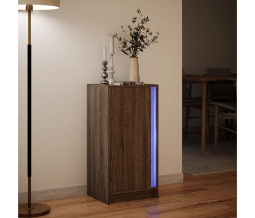 Aparador con LED madera ingeniería marrón roble 42,5x34x85 cm