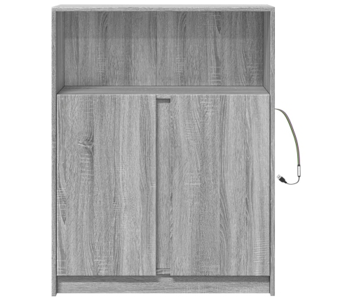 Aparador con LED madera de ingeniería gris Sonoma 77x34x100 cm